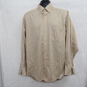 IZOD Beige Shirt Mens Large Long Sleeve Button Cotton Formal Casual Preppy